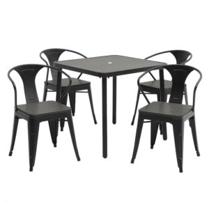 4-Person Metal Garden Dining Chairs Outdoor Dining Set