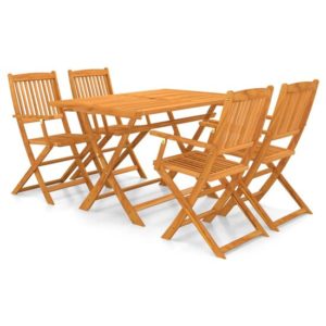 Forum Outdoor 5 Piece Folding Wooden Dining Set In Natural