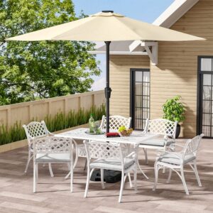 7Pcs Garden Dining Table and Chairs Set with Cushions