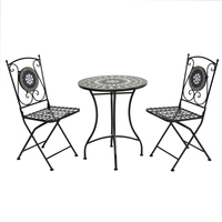 Charles Bentley Mosaic Bistro Set – Black and Grey