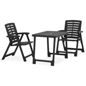 Mankato Plastic 3 Piece Folding Bistro Set In Grey