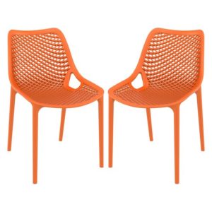 Aultas Outdoor Orange Stacking Dining Chairs In Pair