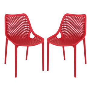 Aultas Outdoor Red Stacking Dining Chairs In Pair