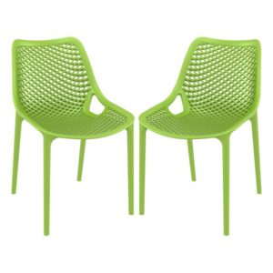 Aultas Outdoor Tropical Green Stacking Dining Chairs In Pair