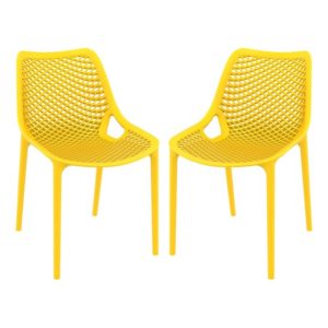 Aultas Outdoor Yellow Stacking Dining Chairs In Pair