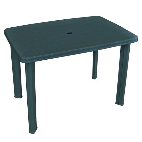 Derik Outdoor Rectangular Plastic Dining Table In Green Garden