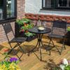 Hunstanton Metal Lattice Design Garden Bistro Set In Matt Black