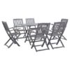 Libni Outdoor 7 Piece Folding Wooden Dining Set In Grey Wash