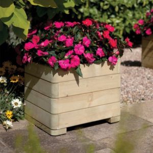 Marsden Square Wooden Planter In Natural Timer