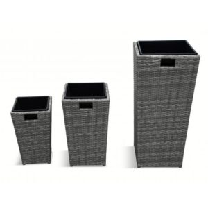 Meltan Outdoor Set Of 3 Planters In Pebble Grey