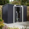 Thorpe Metal 8x4 Pent Shed In Dark Grey