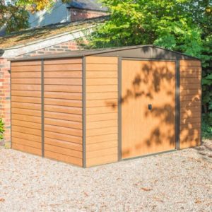 Watten Metal 10×12 Apex Shed In Wood Grain