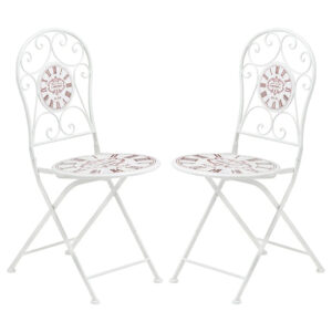 Calderon Outdoor Cream Metal Seating Chairs In Pair