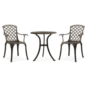 Shelton Cast Aluminium 3 Piece Bistro Set In Bronze