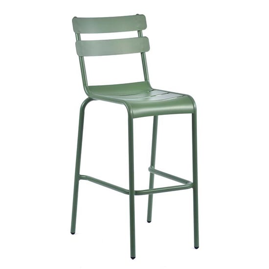 Adrianna Outdoor Aluminium Bar Chair In Olive Green