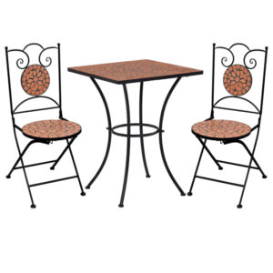 Gino Ceramic Tile Top Bistro Set Square In Terracotta