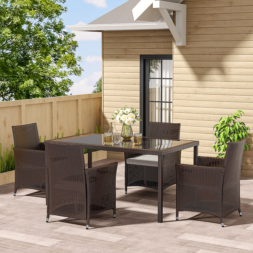 Garden Table Dining Patio Outdoor Table Black/Brown