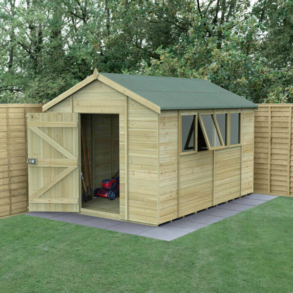 12' x 8' Forest Timberdale 25yr Guarantee Tongue & Groove Pressure Treated Apex Shed - 4 Windows (3.65m x 2.52m)