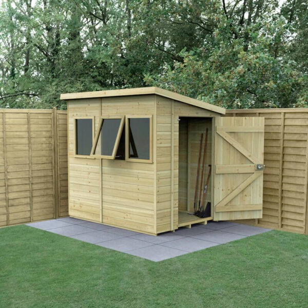 7' x 5' Forest Timberdale 25yr Guarantee Tongue & Groove Pressure Treated Pent Shed - 3 Windows (2.24m x 1.70m)