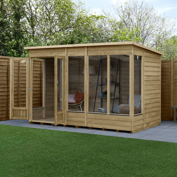 10' x 6' Forest 4Life 25yr Guarantee Double Door Pent Summer House (3.11m x 2.05m)