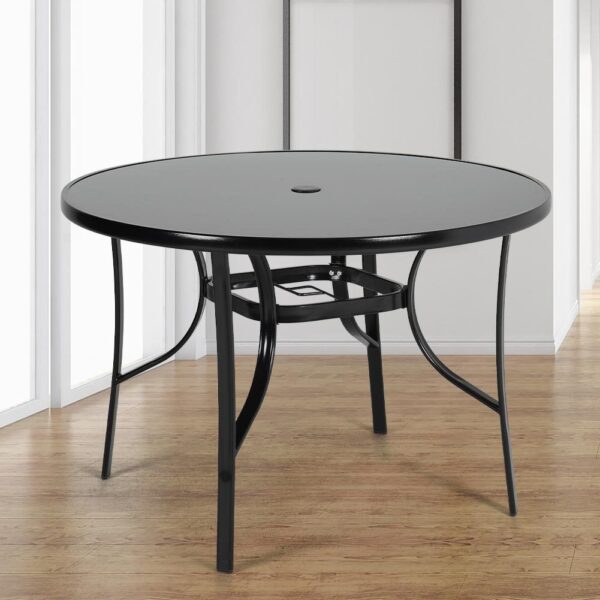 Patio Table Garden Coffee Table Dining Table with Umbrella Stand Hole