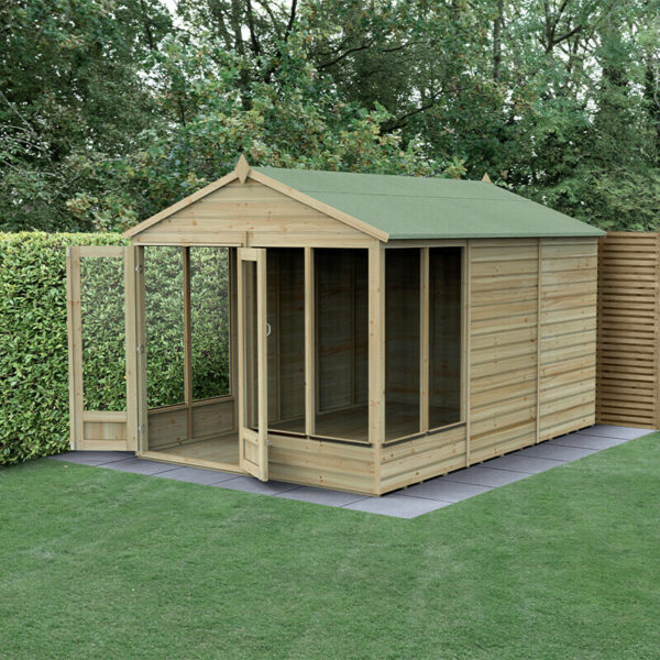 12' x 8' Forest Beckwood 25yr Guarantee Double Door Apex Summer House (3.6m x 2.61m)