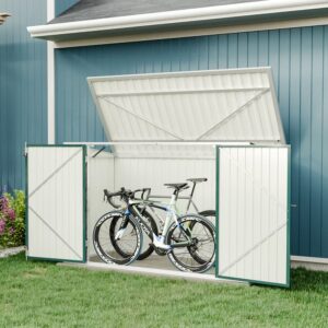 6/7ft Lockable Steel Garden Metal Junk/Bike Storage Shed Green/Black/Grey