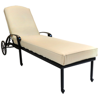 Cast Aluminium Sun Lounger With Beige Cushion