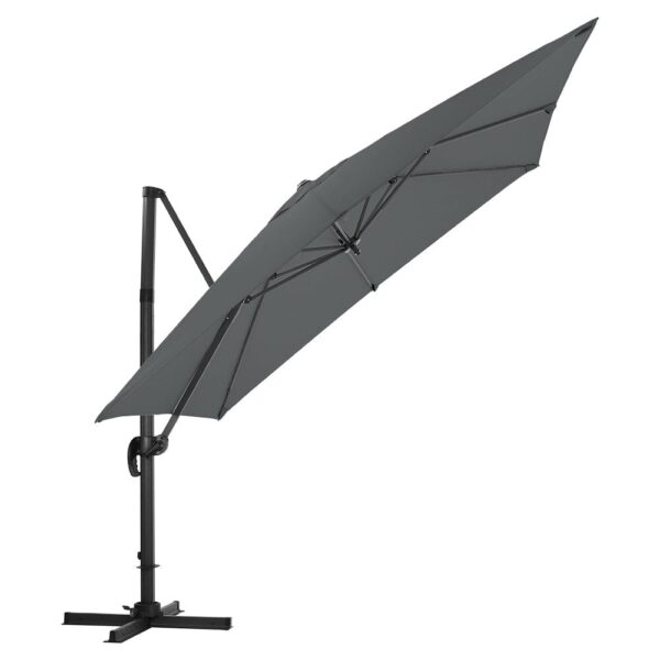 Light Grey 3 x 3 m Square Cantilever Parasol Outdoor Hanging Umbrella for Garden and Patio