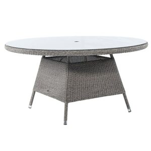 Monx Outdoor 1500mm Glass Top Dining Table In Mid Grey