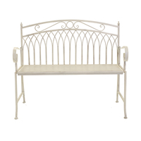 Wrought Iron Feminine Bench – Antique White