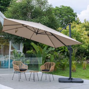 Light Grey 3 x 3 m Square Cantilever Parasol Outdoor Hanging Umbrella for Garden and Patio