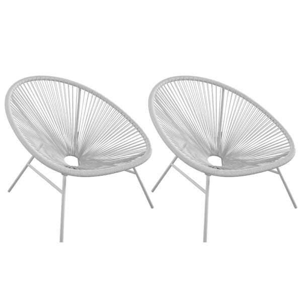 Tampere Light Grey Woven Resin Outdoor Lounge Chair In Pair