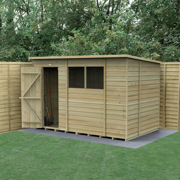 10' x 6' Forest 4Life 25yr Guarantee Overlap Pressure Treated Pent Wooden Shed (3.11m x 2.05m)