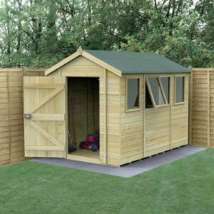 10′ x 6′ Forest Timberdale 25yr Guarantee Tongue & Groove Pressure Treated Apex Shed â 4 Windows (3.06m x 1.98m)