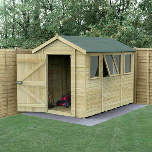 10' x 6' Forest Timberdale 25yr Guarantee Tongue & Groove Pressure Treated Apex Shed â 4 Windows (3.06m x 1.98m)