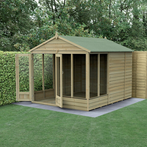 10' x 8' Forest 4Life 25yr Guarantee Double Door Apex Summer House (3.01m x 2.61m)