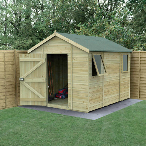 10' x 8' Forest Timberdale 25yr Guarantee Tongue & Groove Pressure Treated Apex Shed (3.06m x 2.52m)