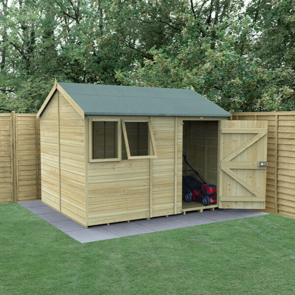 10' x 8' Forest Timberdale 25yr Guarantee Tongue & Groove Pressure Treated Reverse Apex Shed (3.06m x 2.52m)