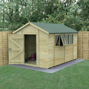 12′ x 8′ Forest Timberdale 25yr Guarantee Tongue & Groove Pressure Treated Apex Shed â 4 Windows (3.65m x 2.52m)