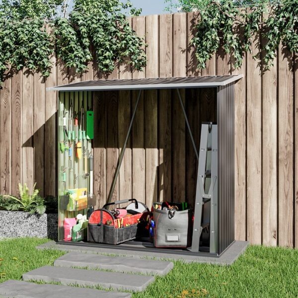 164cm L Firewood Storage Shed Metal Log Holder Fire Wood Rack Garden Patio Shelter