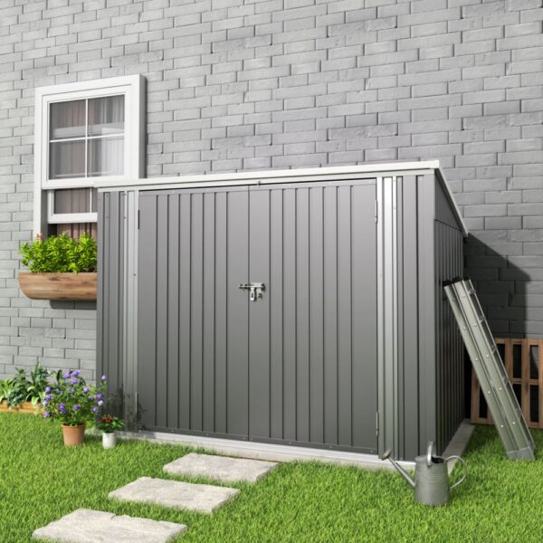 176cm Wide Steel Storage for Dustbin Grey Tool Shed