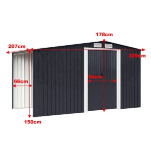 329cm W Garden Metal Storage Shed with Log Storage