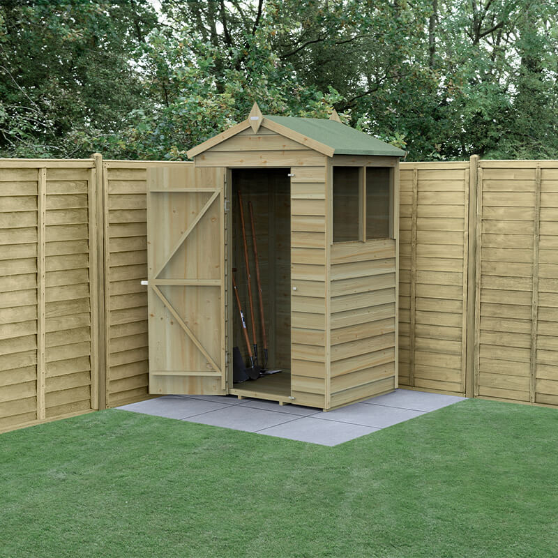 4' x 3' Forest 4Life 25yr Guarantee Overlap Pressure Treated Apex Wooden Shed (1.34m x 1m)