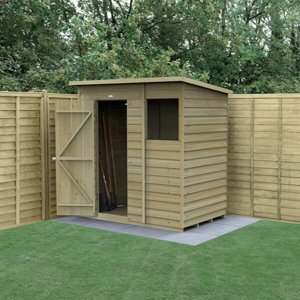 6' x 4' Forest 4Life 25yr Guarantee Overlap Pressure Treated Pent Wooden Shed (1.98m x 1.4m)