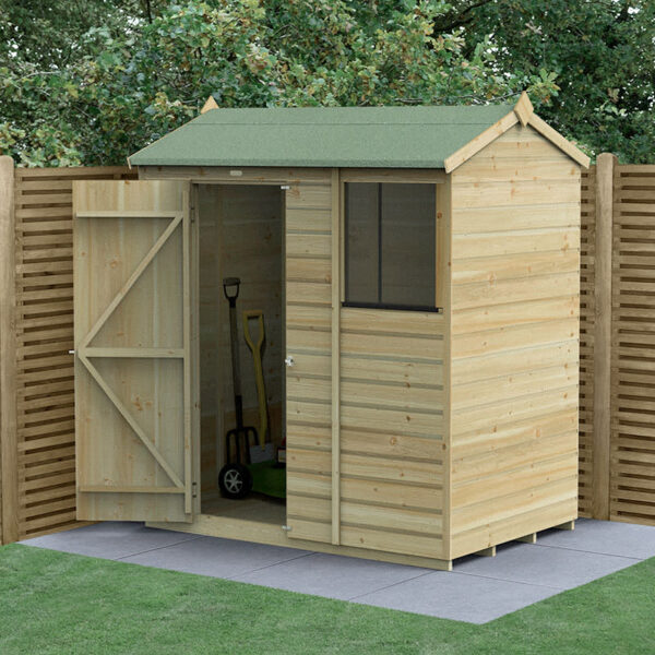 6' x 4' Forest Beckwood 25yr Guarantee Shiplap Pressure Treated Reverse Apex Wooden Shed (1.88m x 1.34m)