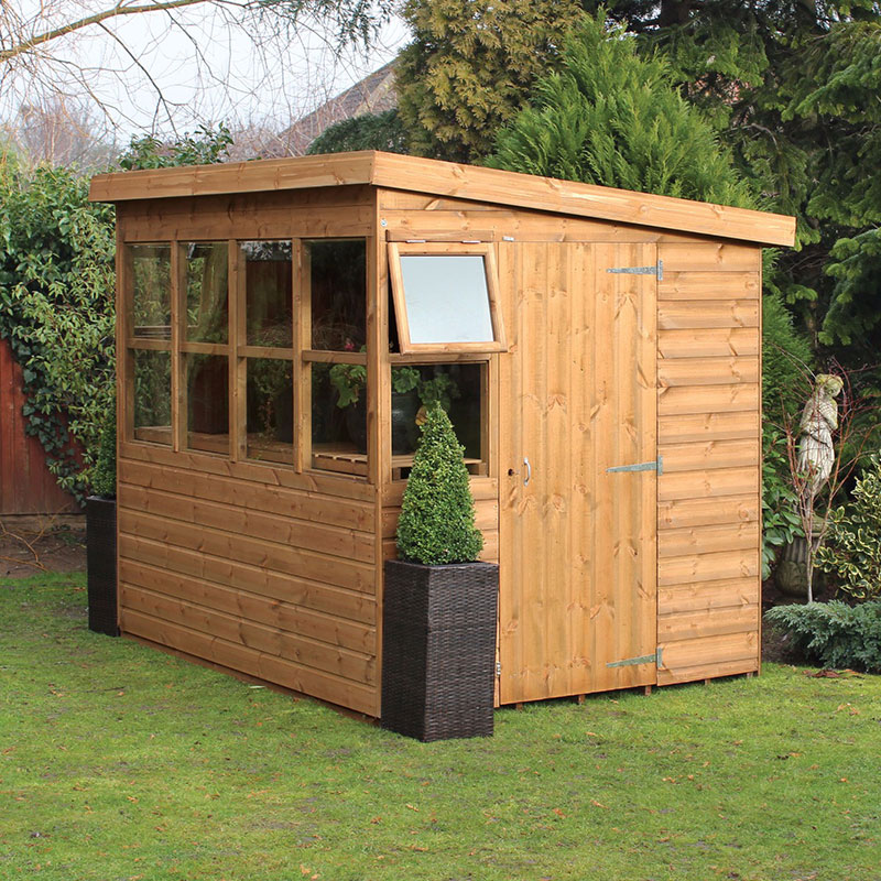 6' x 6' Traditional Shiplap Sun Pent 6' Gable Wooden Garden Shed (1.83m x 1.83m)