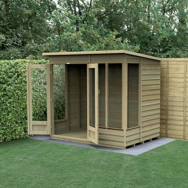 7' x 5' Forest 4Life 25yr Guarantee Double Door Pent Summer House (2.26m x 1.7m)