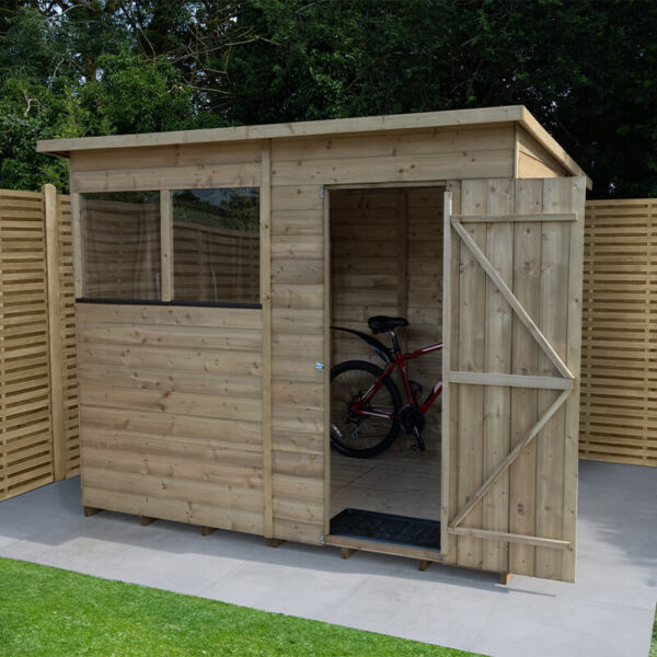 7' x 5' Forest Beckwood 25yr Guarantee Shiplap Pressure Treated Pent Wooden Shed (2.26m x 1.7m)