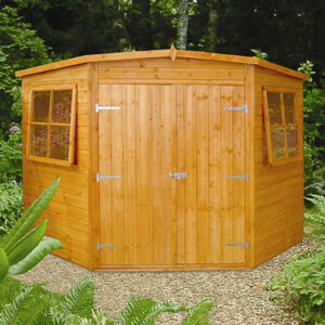 7’5 x 7’5 Shire Shiplap Wooden Corner Garden Shed (2.33m x 2.33m)